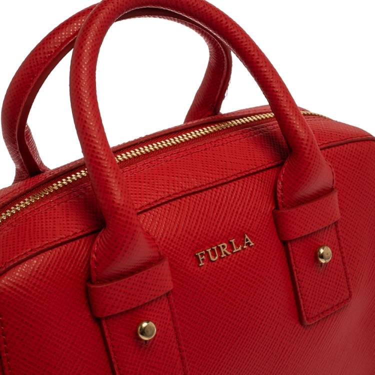 Pre Owned Furla Red Leather Small Allegra Satchel