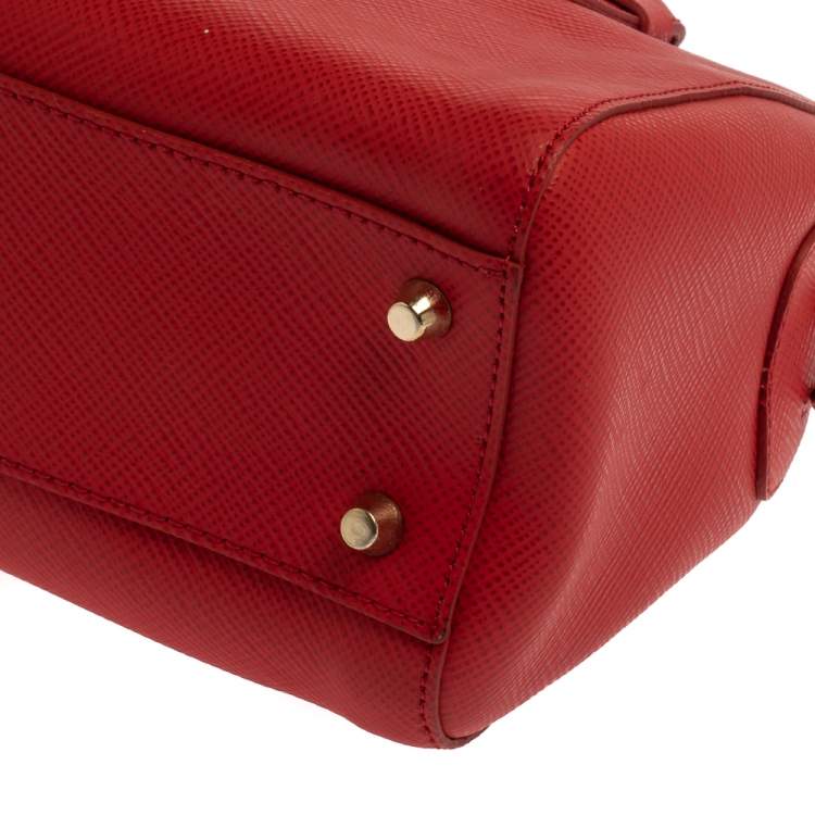 Pre Owned Furla Red Leather Small Allegra Satchel