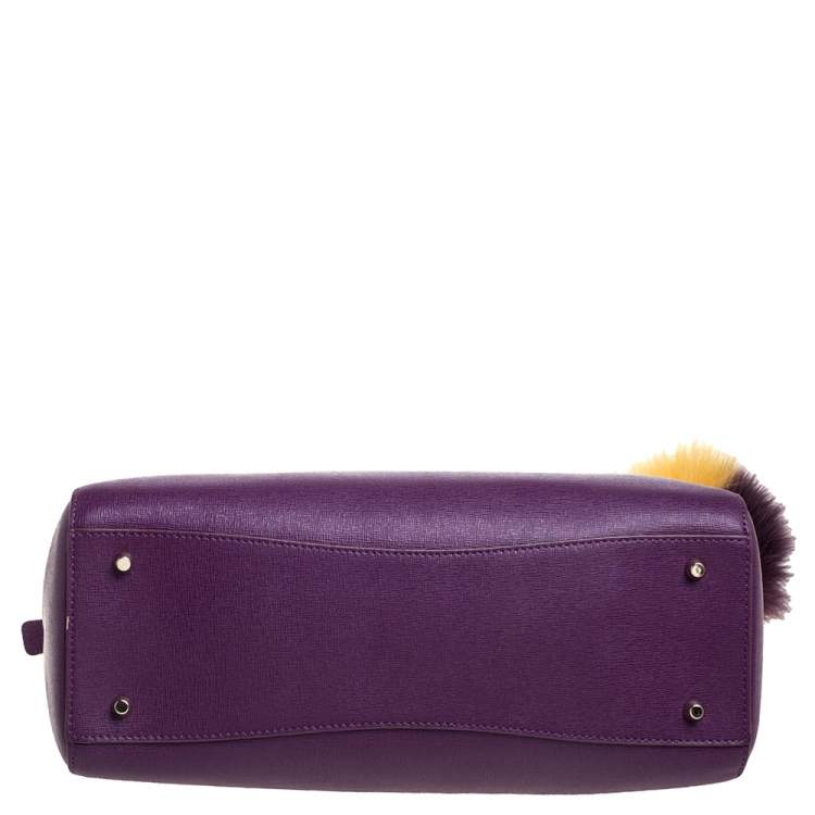 Pre Owned Furla Purple Leather Medium Linda Tote