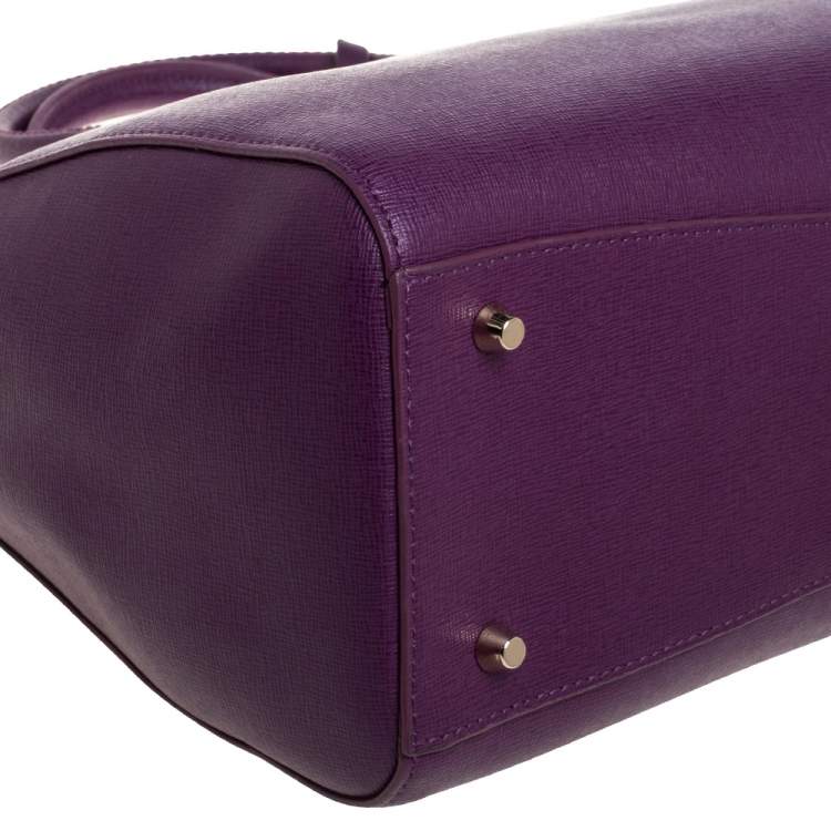 Pre Owned Furla Purple Leather Medium Linda Tote