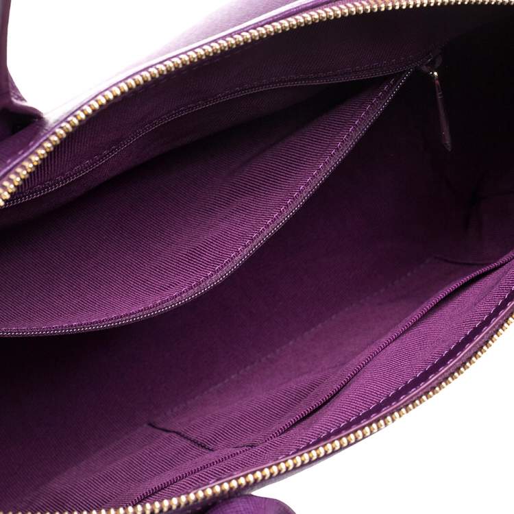 Pre Owned Furla Purple Leather Medium Linda Tote