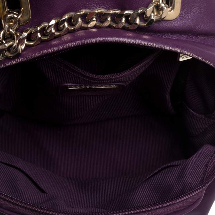 Pre Owned Furla Purple Leather Mini Spy Backpack 