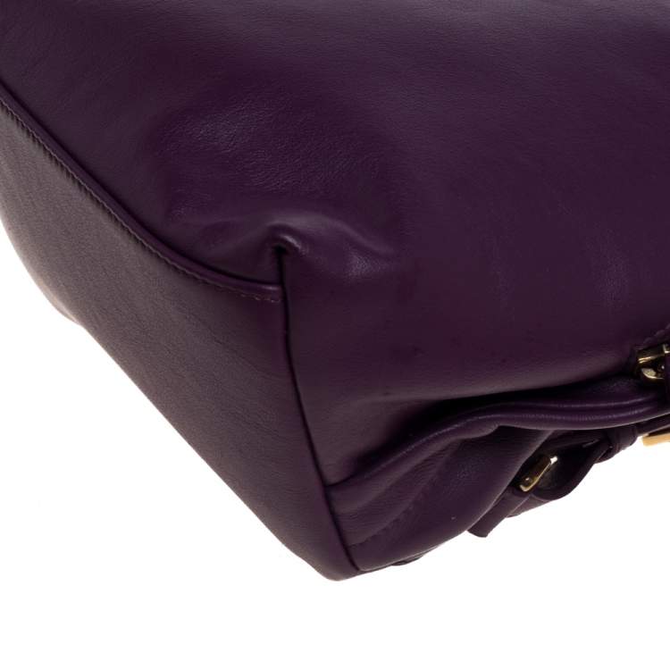 Pre Owned Furla Purple Leather Mini Spy Backpack 