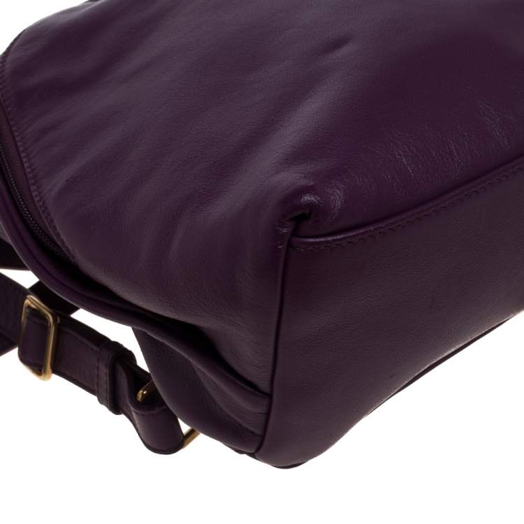 Pre Owned Furla Purple Leather Mini Spy Backpack 
