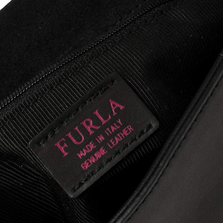 Pre Owned Furla Black Leather Deliziosa Flap Shoulder Bag