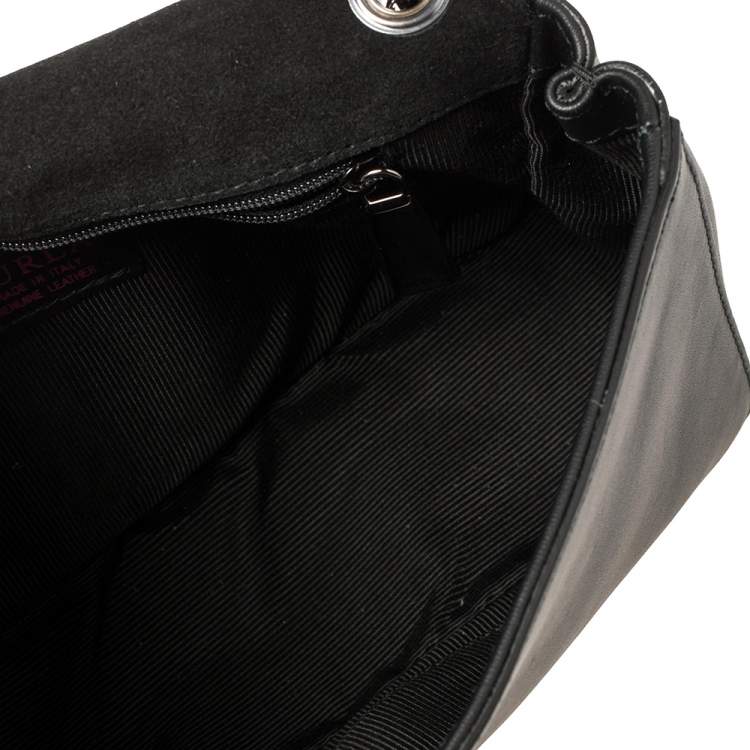 Pre Owned Furla Black Leather Deliziosa Flap Shoulder Bag