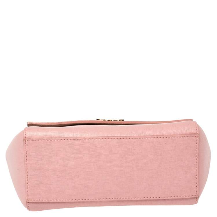 Pre Owned Furla Pink Leather Ginevra Crossbody Bag