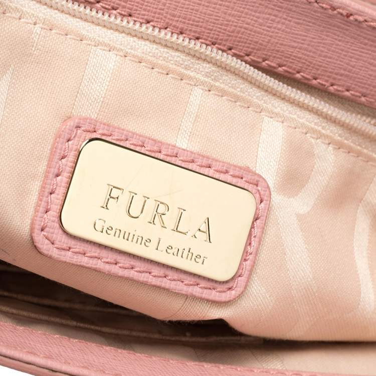 Pre Owned Furla Pink Leather Ginevra Crossbody Bag
