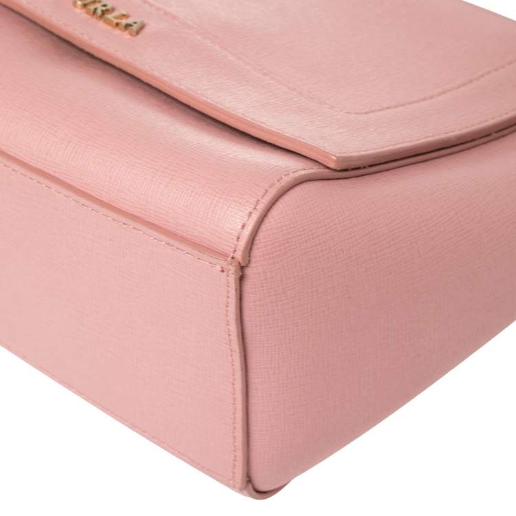 Pre Owned Furla Pink Leather Ginevra Crossbody Bag