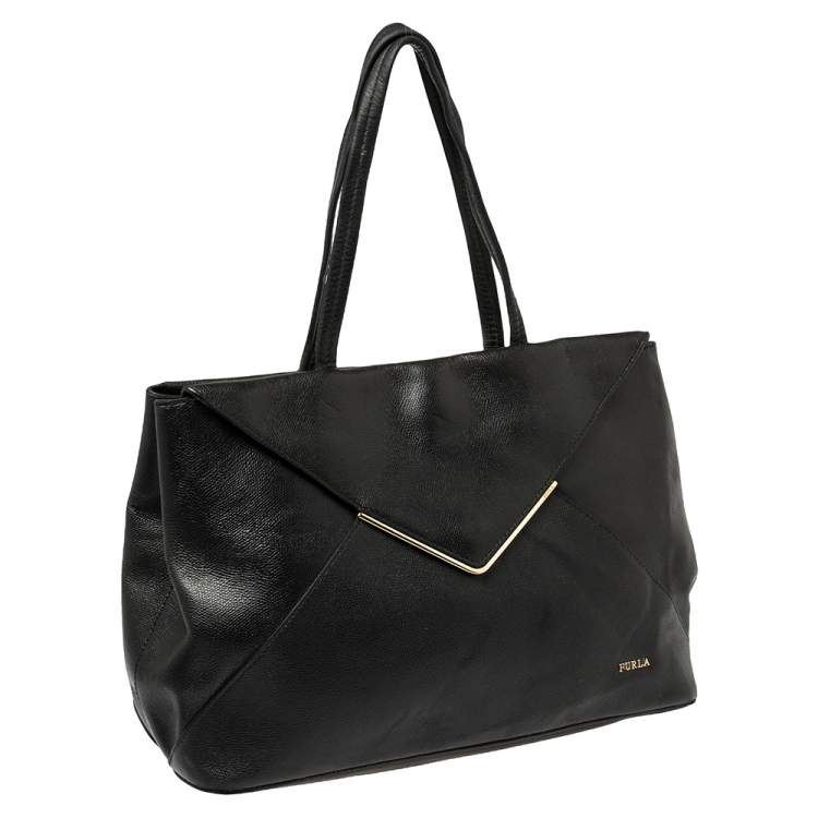 Pre Owned Furla Black Leather Kelis Tote