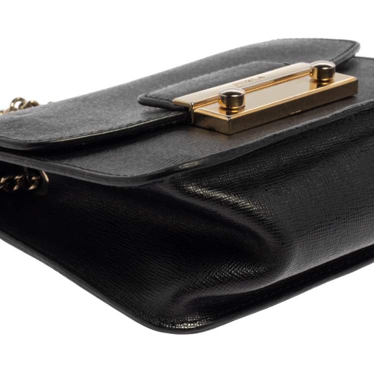 Pre Owned Furla Black Leather Mini Metropolis Crossbody Bag