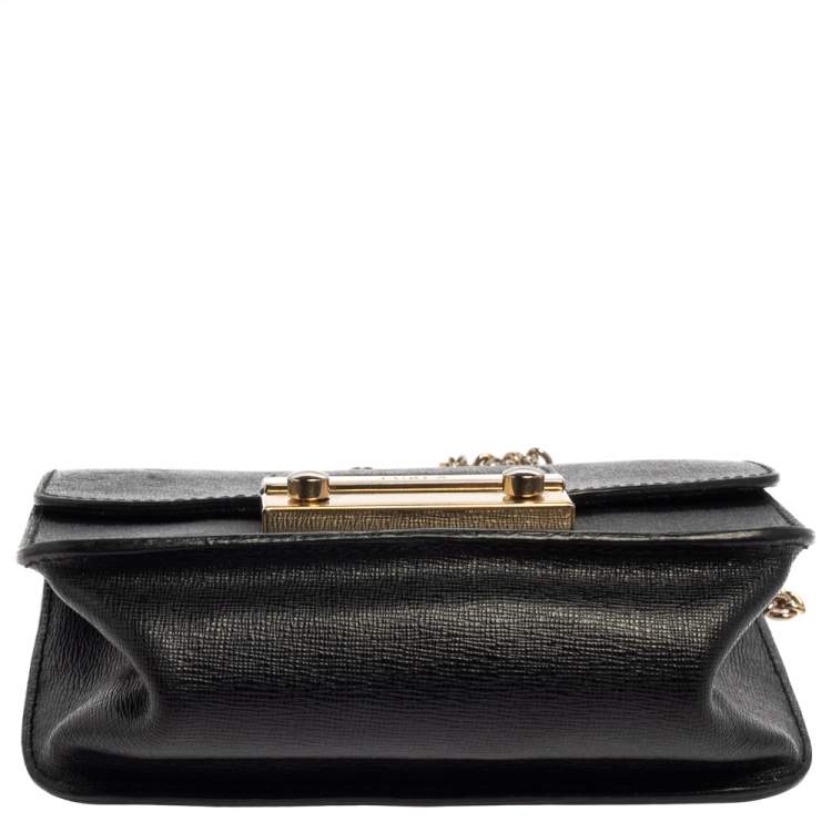 Pre Owned Furla Black Leather Mini Metropolis Crossbody Bag