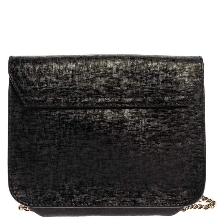 Pre Owned Furla Black Leather Mini Metropolis Crossbody Bag