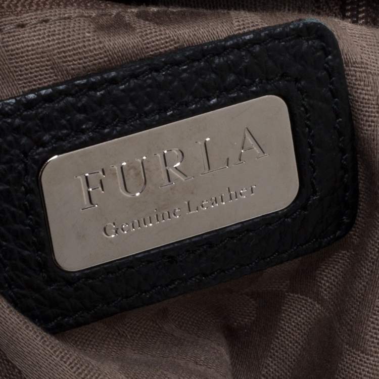 Pre Owned Furla Black Textured Leather Hobo