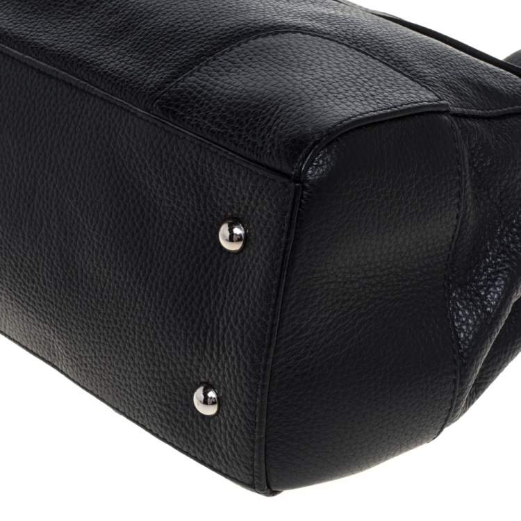 Pre Owned Furla Black Textured Leather Hobo
