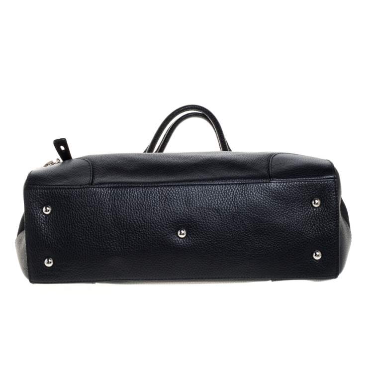 Pre Owned Furla Black Textured Leather Hobo
