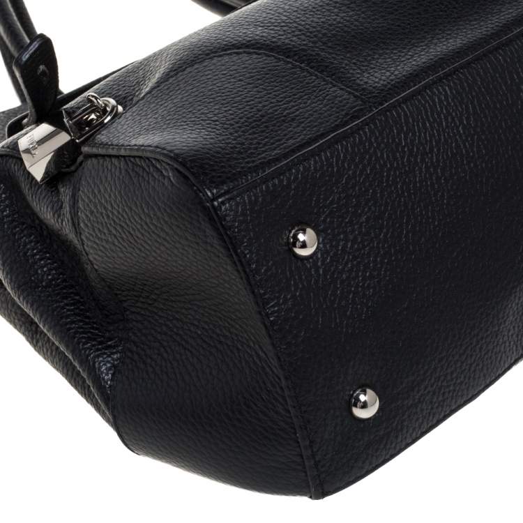 Pre Owned Furla Black Textured Leather Hobo