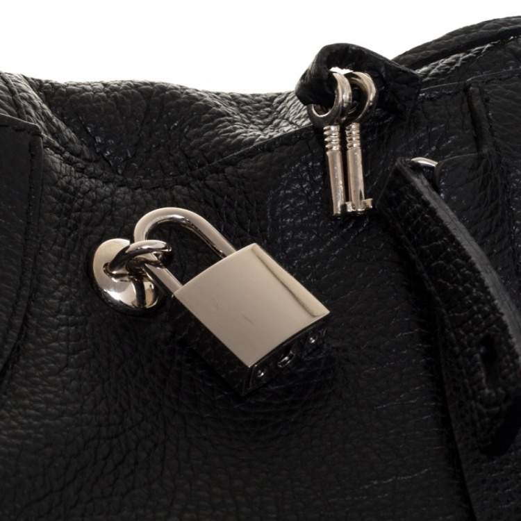 Pre Owned Furla Black Textured Leather Hobo