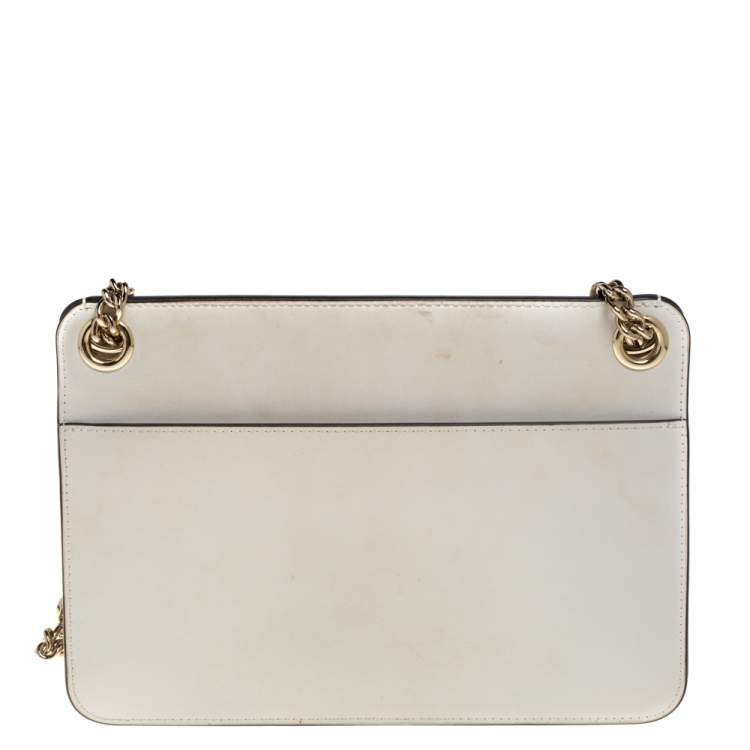 Pre Owned Furla Cream Laser Cut Leather Bella Shoulder Bag