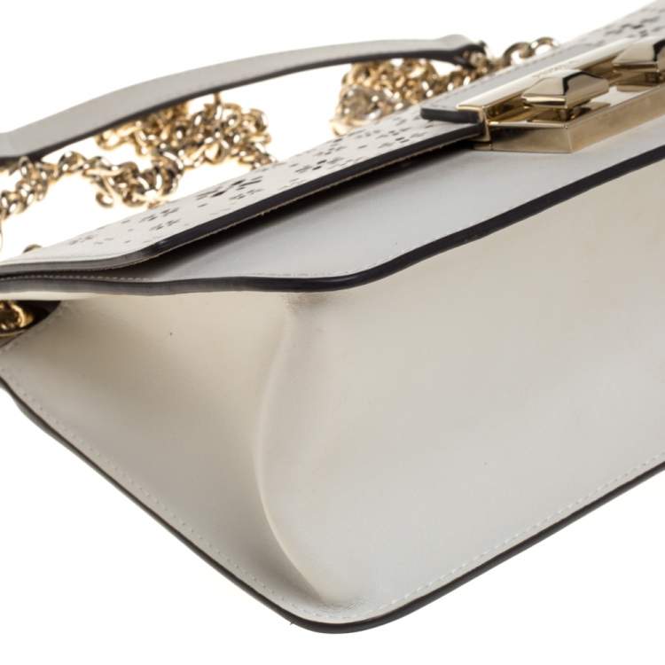 Pre Owned Furla Cream Laser Cut Leather Bella Shoulder Bag