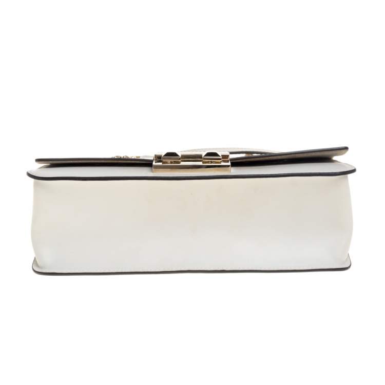 Pre Owned Furla Cream Laser Cut Leather Bella Shoulder Bag
