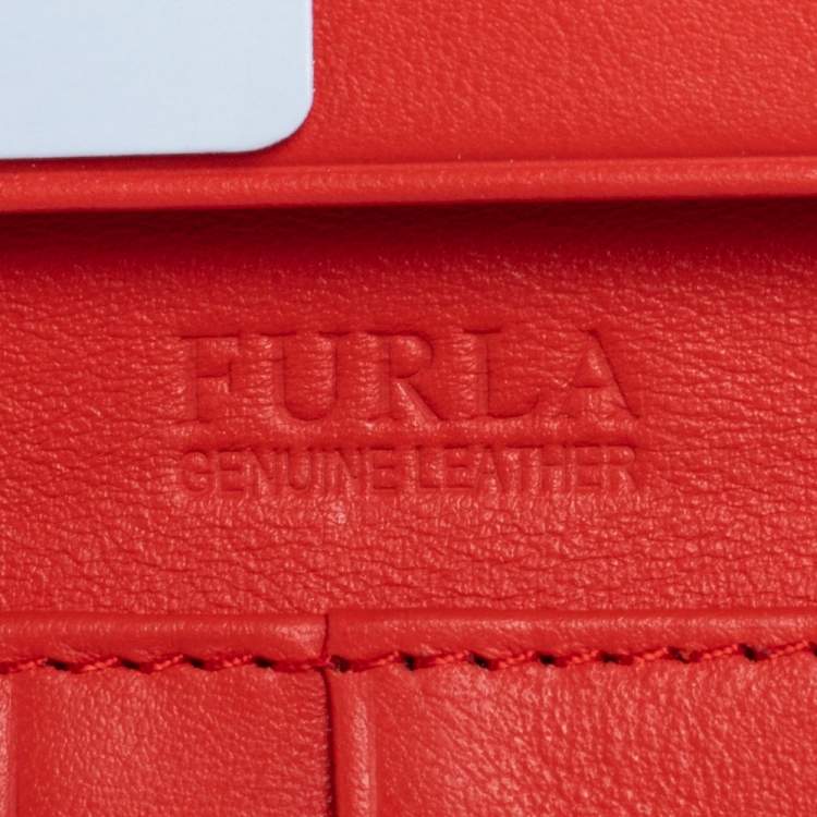 Pre Owned Furla Orange Leather Zipped Continental Wallet