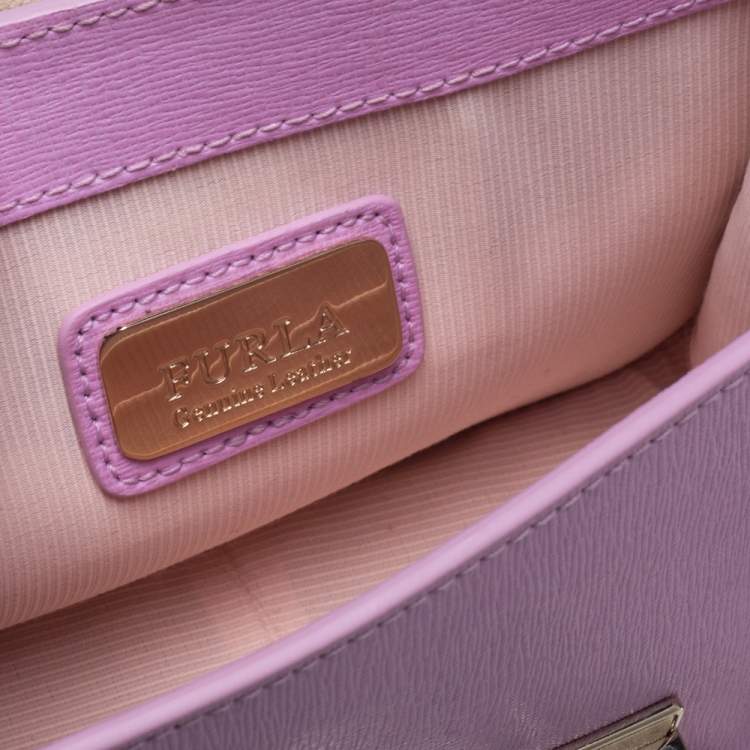 Pre Owned Furla Pink Studded Leather Julia Crossbody Bag