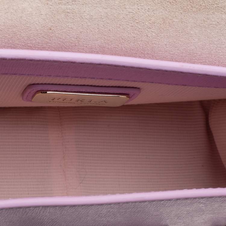 Pre Owned Furla Pink Studded Leather Julia Crossbody Bag