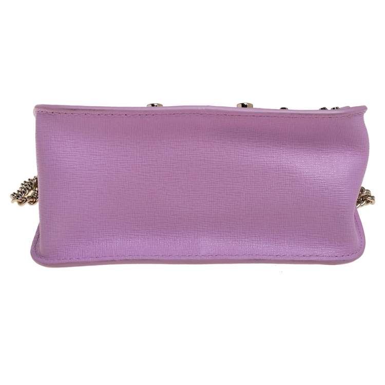 Pre Owned Furla Pink Studded Leather Julia Crossbody Bag