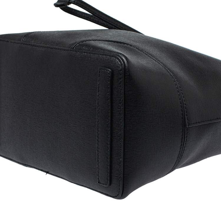 Pre Owned Furla Black Leather Stacy Drawstring Bucket Bag