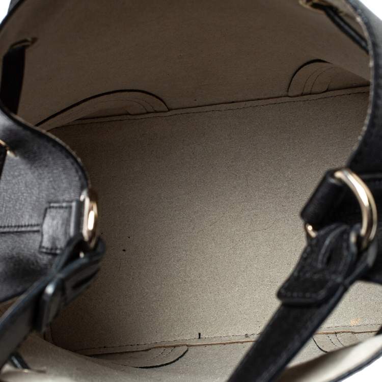 Pre Owned Furla Black Leather Stacy Drawstring Bucket Bag