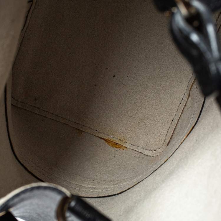 Pre Owned Furla Black Leather Stacy Drawstring Bucket Bag
