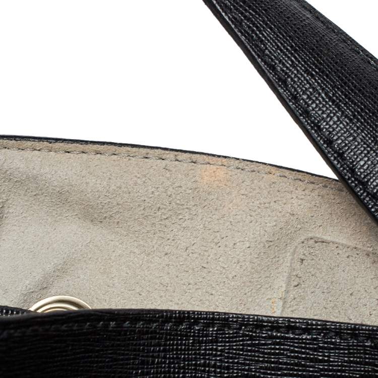 Pre Owned Furla Black Leather Stacy Drawstring Bucket Bag