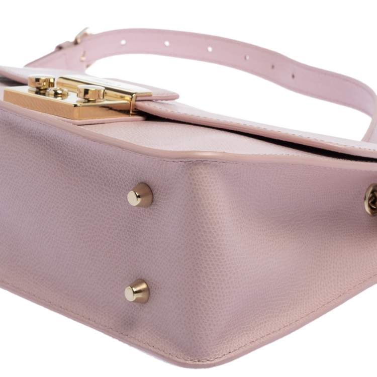 Pre Owned Furla Light Pink Leather Metropolis Shoulder Bag