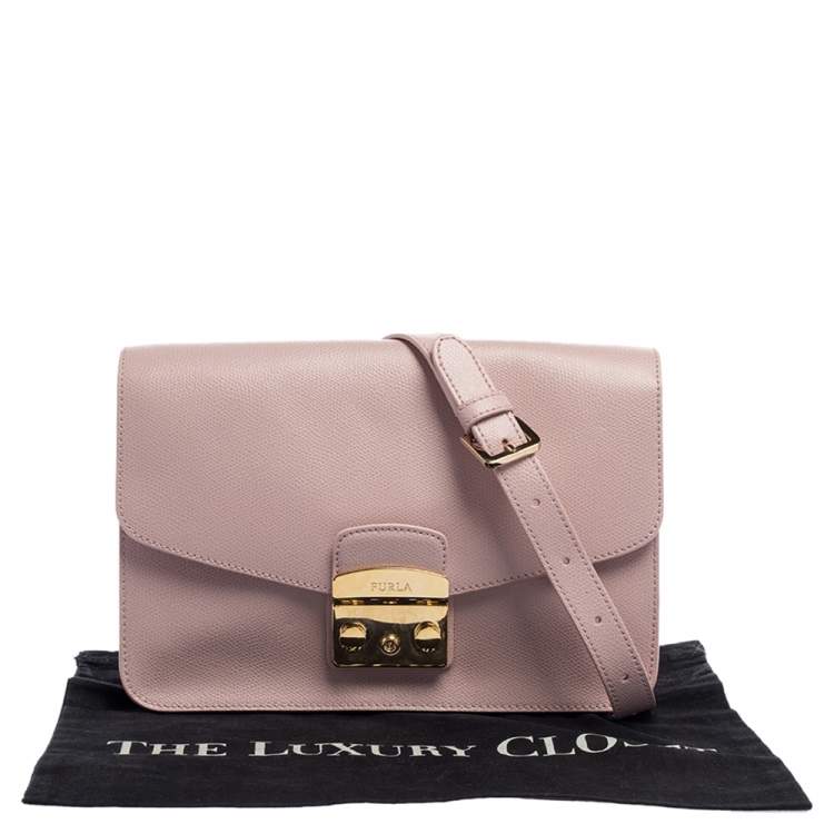 Pre Owned Furla Light Pink Leather Metropolis Shoulder Bag
