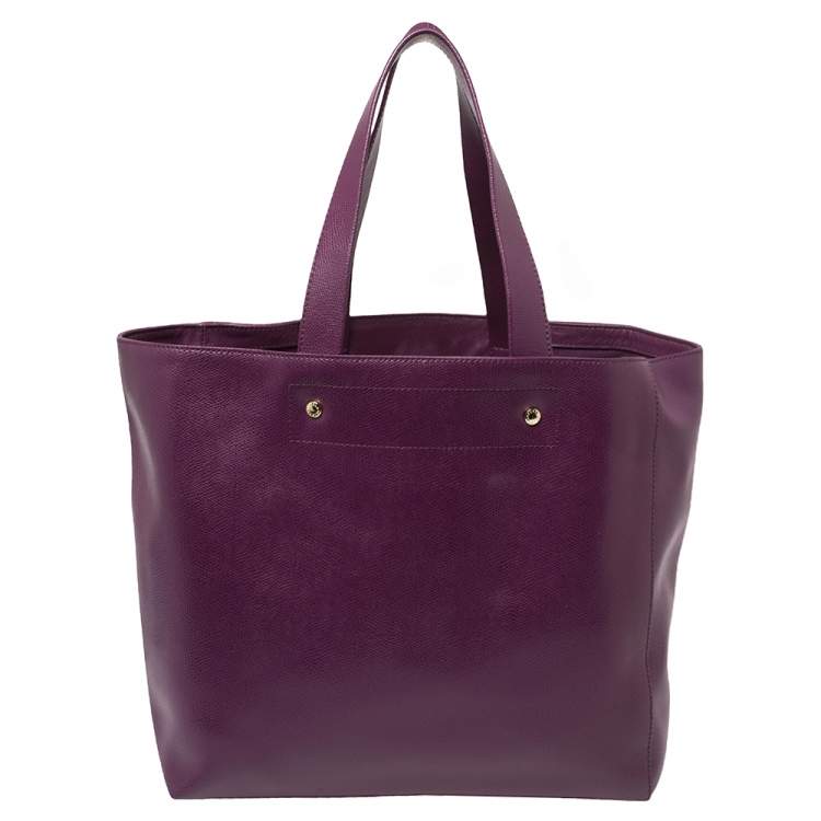 Pre Owned Furla Purple Leather Medium Musa Tote