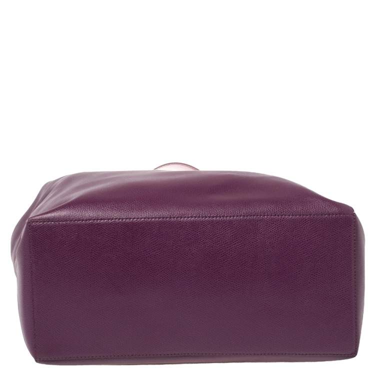 Pre Owned Furla Purple Leather Medium Musa Tote