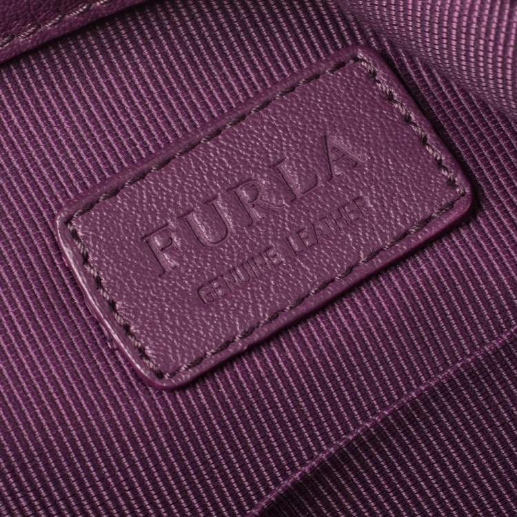 Pre Owned Furla Purple Leather Medium Musa Tote