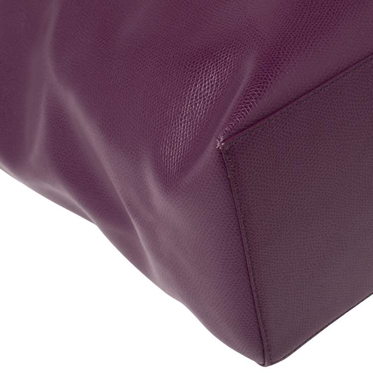 Pre Owned Furla Purple Leather Medium Musa Tote
