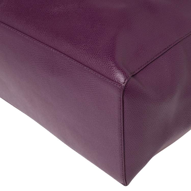 Pre Owned Furla Purple Leather Medium Musa Tote