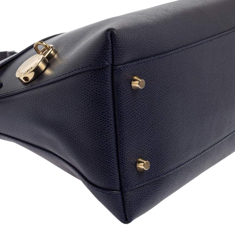 Pre Owned Furla Blue Leather Piper Dome Satchel