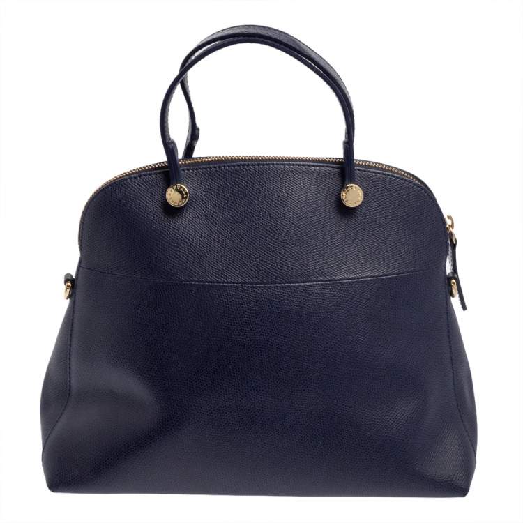Pre Owned Furla Blue Leather Piper Dome Satchel