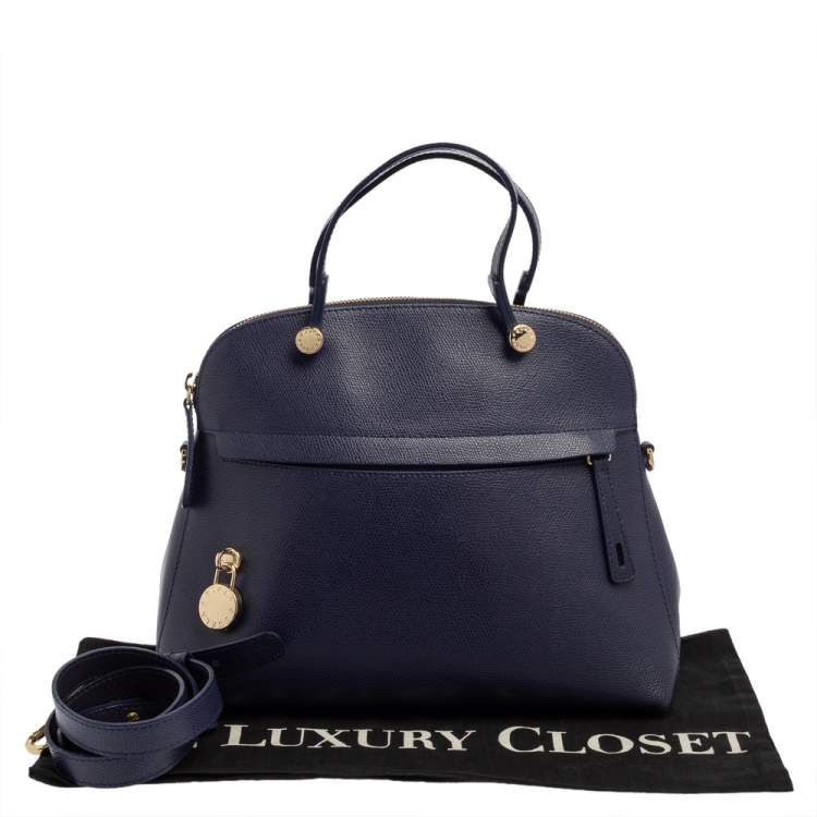 Pre Owned Furla Blue Leather Piper Dome Satchel