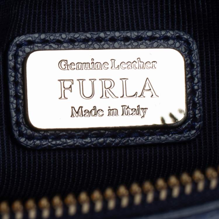 Pre Owned Furla Blue Leather Piper Dome Satchel