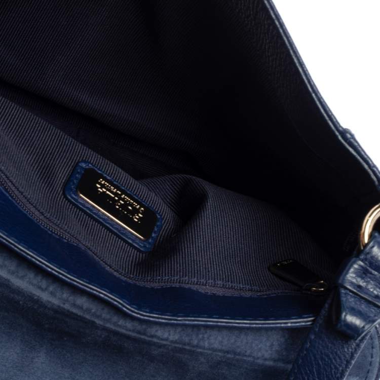 مملوكة مسبقًا Furla Navy Blue Leather Melody Shoulder Bag