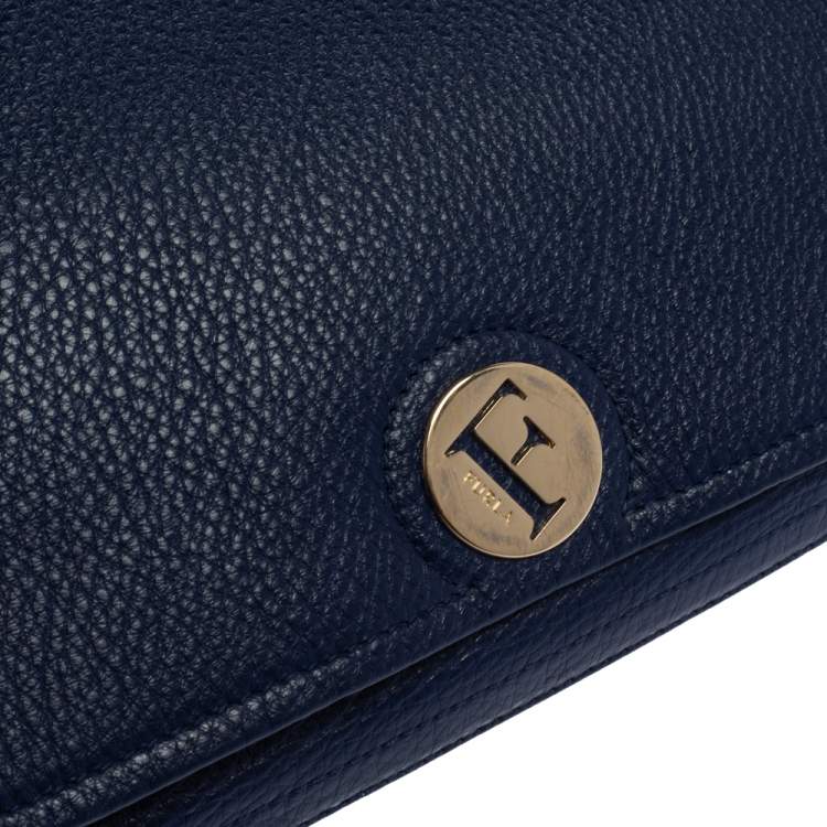 مملوكة مسبقًا Furla Navy Blue Leather Melody Shoulder Bag