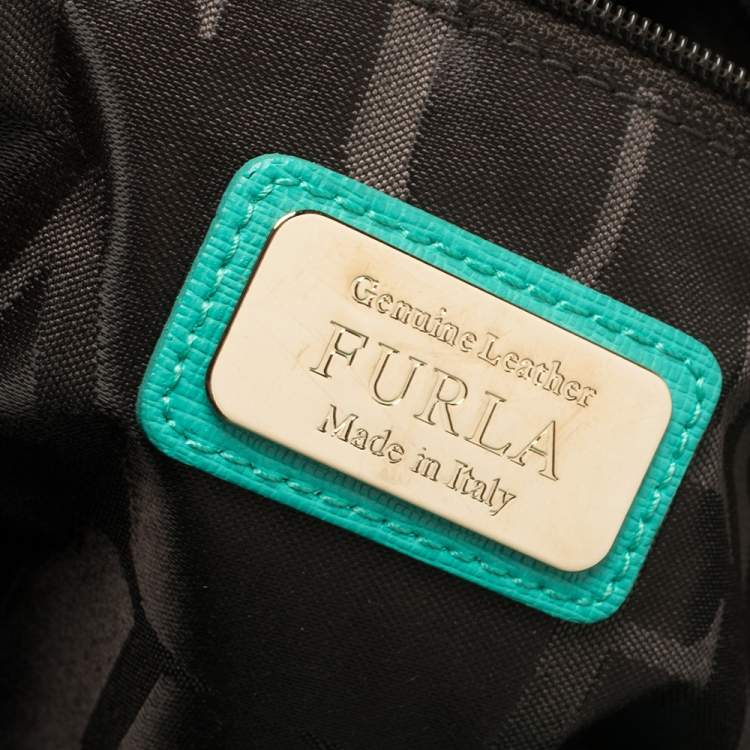 Pre Owned Furla Green Leather Large Lotus Tote