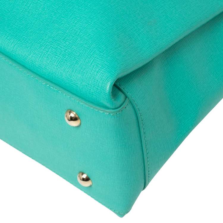 Pre Owned Furla Green Leather Large Lotus Tote