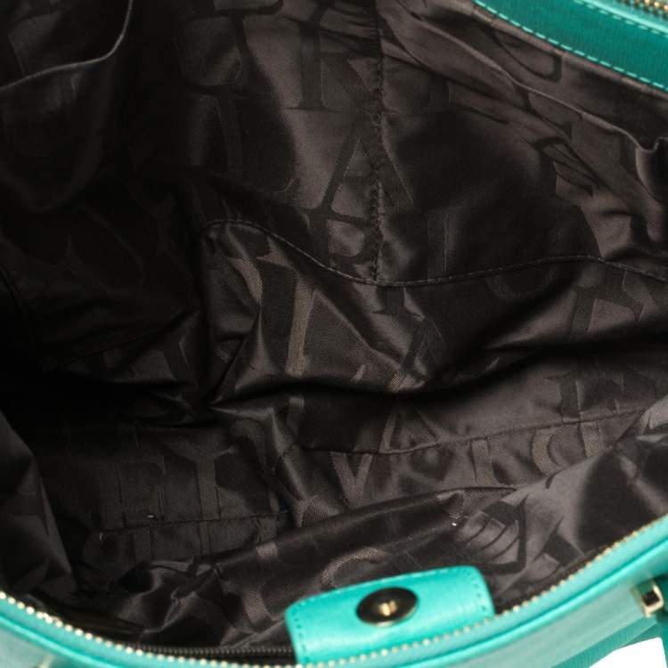 Pre Owned Furla Green Leather Large Lotus Tote