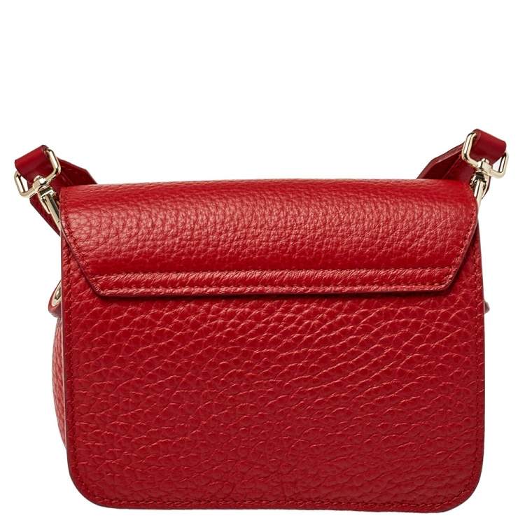 Pre Owned Furla Red Leather Mini Metropolis Crossbody Bag